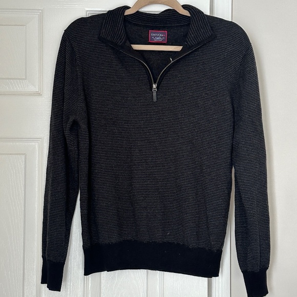 UnTUCKit 100% Merino Wool Quarter Zip Gray Grey Stripe  Size XL Extra Large - Picture 1 of 5